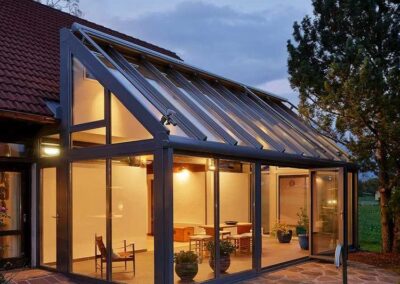 Attached sunroom, winter garden, pitched roof, as dining room