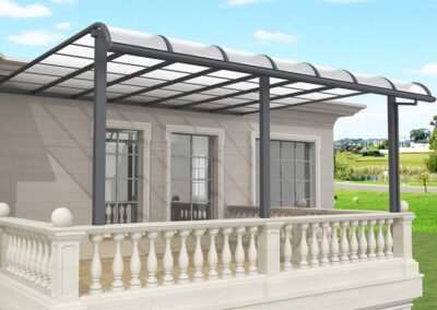 Balcony awning, three beams, strong roof