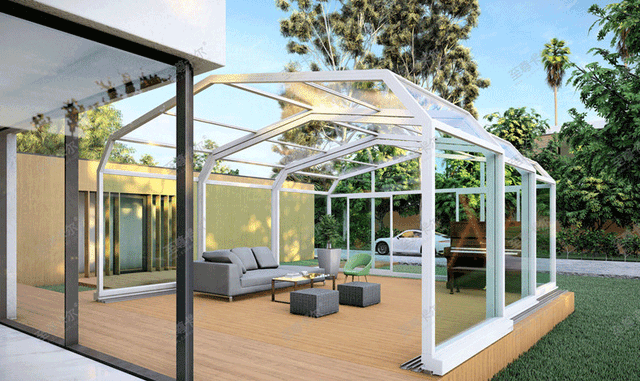 Sunroom enclosure with openable roof